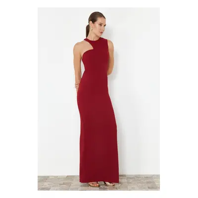 Trendyol Burgundy Body Fitted Woven Long Evening Dress