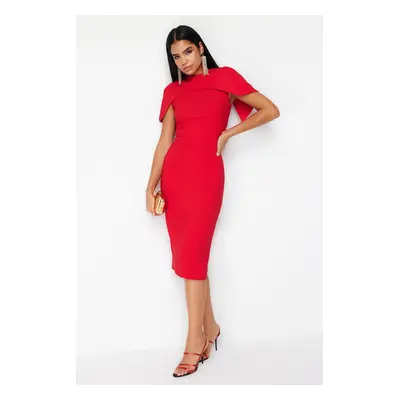 Trendyol Red Sleeve Detailed Woven Elegant Evening Dress