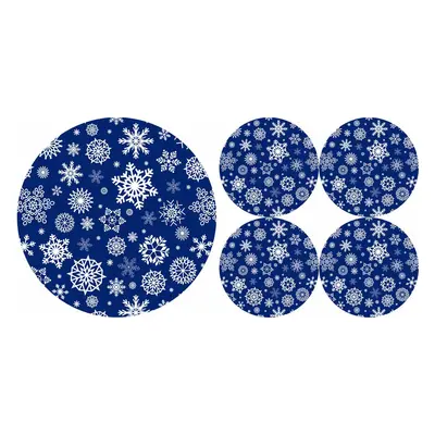 Bertoni Home Unisex's 1+4 Round Table Pads Set Snow Navy Blue