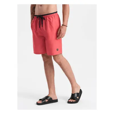 Ombre Men's two-tone ribbed swim shorts - coral