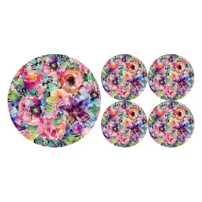 Bertoni Home Unisex's 1+4 Round Table Pads Set Flora