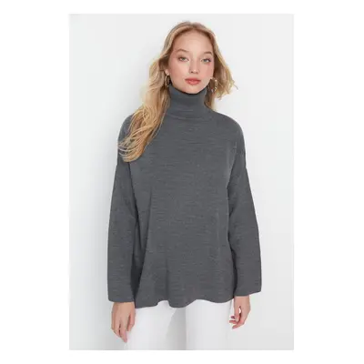 Trendyol Gray Oversized Basic Knitwear Sweater