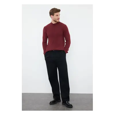 Trendyol Claret Red Unisex Slim Fit Cotton Half Turtleneck Ribbed Knitwear Sweater