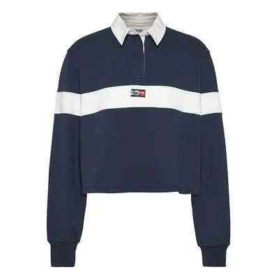 Tommy Jeans Polo Shirt - TJW CROP TINY TOMMY POLO LS Blue-White