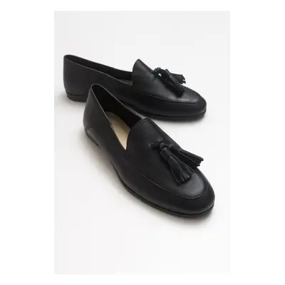 LuviShoes F04 Black Skin Leather Shoes