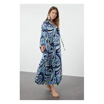 Trendyol Abstract Patterned Wide Fit Maxi Woven Beach Dress