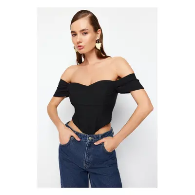 Trendyol Black Carmen Collar Woven Bustier