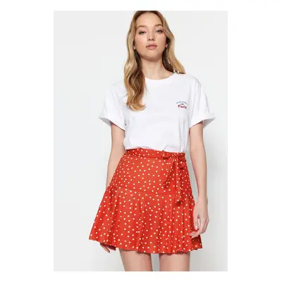 Trendyol Pomegranate Blossom Polka Dot Skirt Look High Waist Mini Knitted Shorts