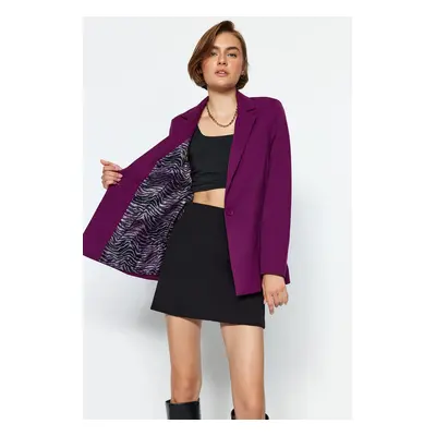 Trendyol Dark Purple Regular Lining Detailed Woven Blazer Jacket