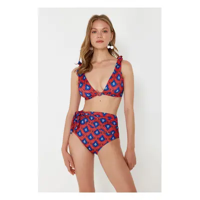 Trendyol Geometric Patterned Tie High Waist Hipster Core Bikini Bottom