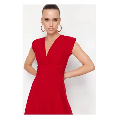 Trendyol Red Straight Skater Sleeveless Skater/Waist Opening Flexible Sandy Mini Dress