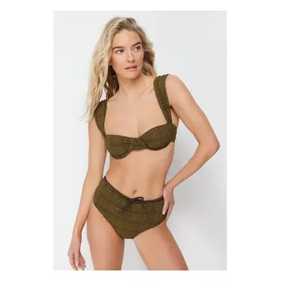 Trendyol Khaki Balcony Bikini Top