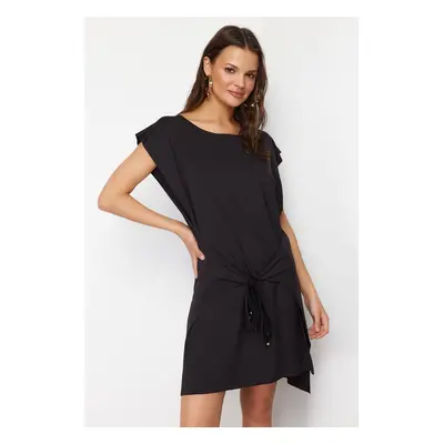 Trendyol Black Mini Knitted Tie Beach Dress