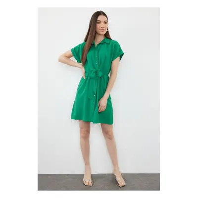 Trendyol Green Terrycotton Mini Woven Shirt Dress