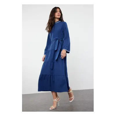 Trendyol Blue Accessory Detailed Woven Dress