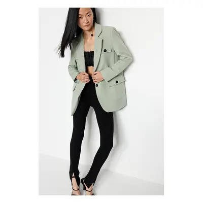 Trendyol Mint Woven Lined Double Breasted Blazer with Closure