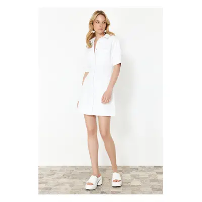 Trendyol White Stitch Detail Mini Denim Dress