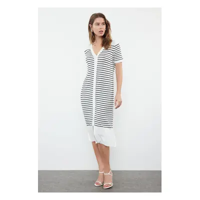 Trendyol Ecru Striped Knitwear Dress