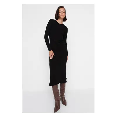 Trendyol Black Midi Knitwear Crew Neck Dress