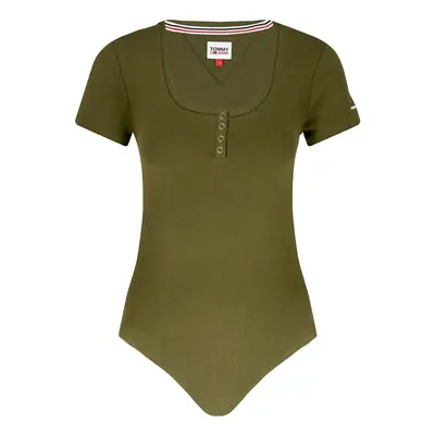 Tommy Jeans Bodysuit - TJW RIB HENLEY BODYSUIT green