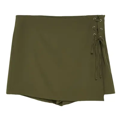 Trendyol Curve Khaki Woven Tied Shorts Skirt