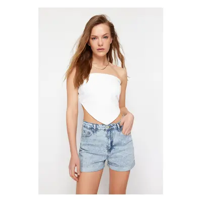 Trendyol Light Blue Folded Leg Denim Shorts