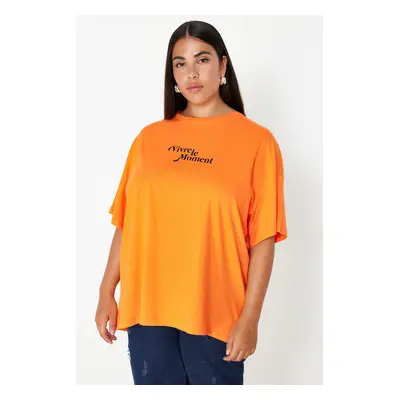 Trendyol Curve Orange 100% Cotton T-shirt