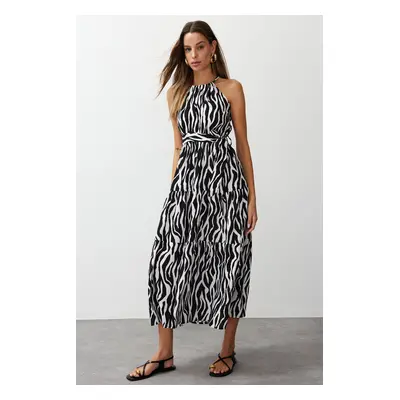 Trendyol Black Animal Shift Shally Maxi Woven Dress