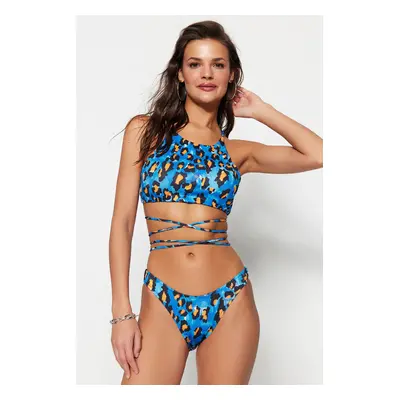 Trendyol Leopard Patterned V Cut Regular Leg Bikini Bottom