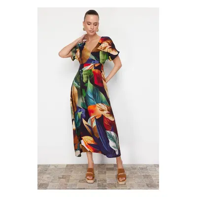 Trendyol Multi Color Floral Print A-line Viscose Midi Woven Dress