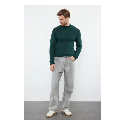 Trendyol Emerald Green Slim Fit Slim Cut Half Turtleneck Raglan Sleeve Plain Basic Knitwear Swea