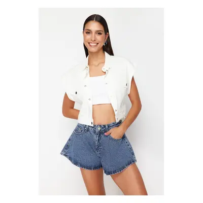 Trendyol Blue Wide Leg Denim Shorts