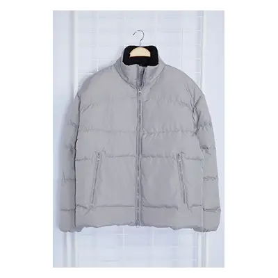 Trendyol Gray Oversize Ribstop Puffer Jacket