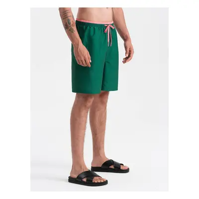 Ombre Men's two-tone ribbed swim shorts - dark green