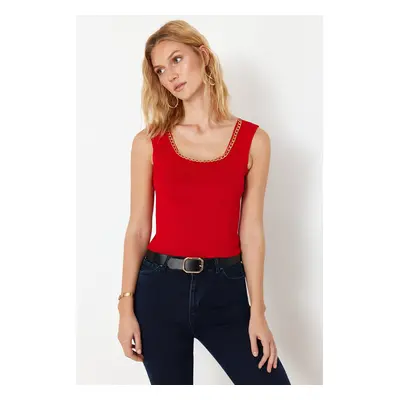 Trendyol Red Chain Detailed Knitted Thin Blouse