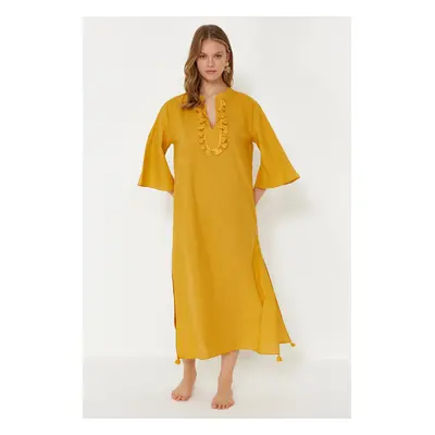 Trendyol Mustard Maxi Woven Beach Kimono&Caftan