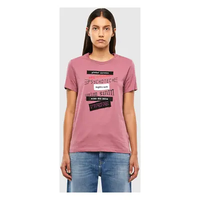 Diesel T-shirt - TSILYV20 pink with inscriptions