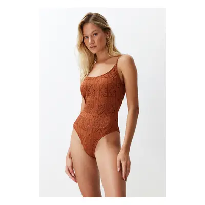 Trendyol BrownPremium Fabric Regular Swimsuit