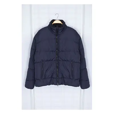 Trendyol Navy Blue Oversize Ribstop Puffer Jacket