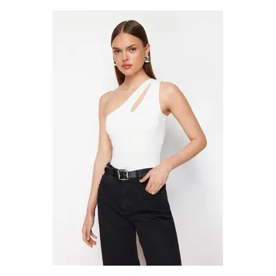 Trendyol White Cut Out Detailed Snap-on Knitted Bodysuit