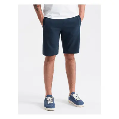 Ombre BASIC men's cotton sweat shorts - navy blue