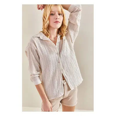 Bianco Lucci Women's Single Pocket Linen Shirt