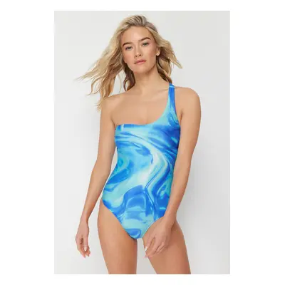 Trendyol Abstract Patterned Single Shoulder Regular Swimsuit