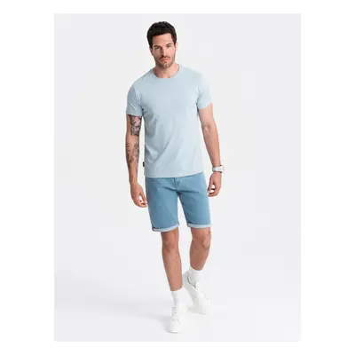 Ombre BASIC men's classic cotton T-shirt - light blue