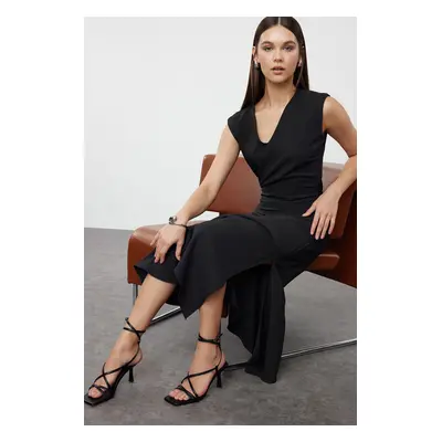 Trendyol Black Plain Midi Woven Dress