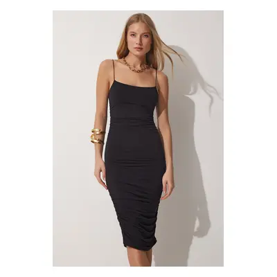 Happiness İstanbul Strappy Draped Sandy Knitted Dress