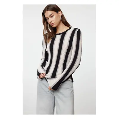 Trendyol Black Cotton Color Blocked Fine Knitwear Sweater