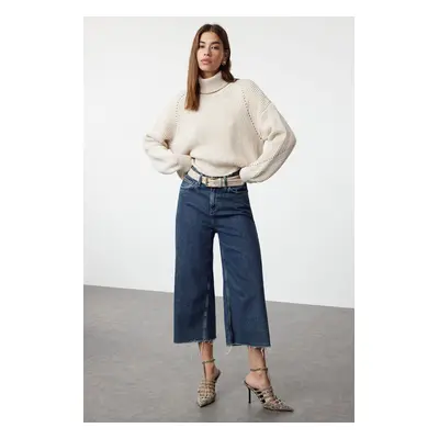 Trendyol Beige Crop Turtleneck Knitwear Sweater