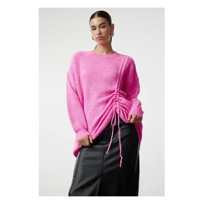 Trendyol Pink Thessaloniki Knitted Smock Detailed Knitwear Sweater