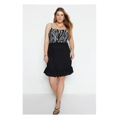 Trendyol Curve Black Knitted Ruffle Detailed Skirt